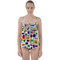 Colorful Rectangles                                                                     Twist Front Tankini Set by LalyLauraFLM