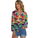 Retro chaos                                                              Women s Long Sleeve Button Down Shirt View2