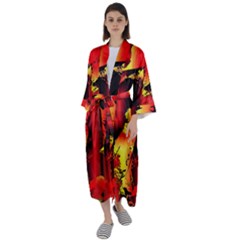 Red Light Ii Maxi Satin Kimono by MRNStudios