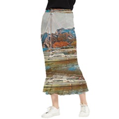 Boats On Lake Garda, Italy  Maxi Fishtail Chiffon Skirt by ConteMonfrey