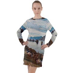 Ducks On Gardasee Long Sleeve Hoodie Dress by ConteMonfrey