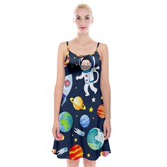 Space Galaxy Seamless Background Spaghetti Strap Velvet Dress by Jancukart