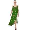 Lotus Bloom In Gold And A Green Peaceful Surrounding Environment Maxi Chiffon Cover Up Dress View1