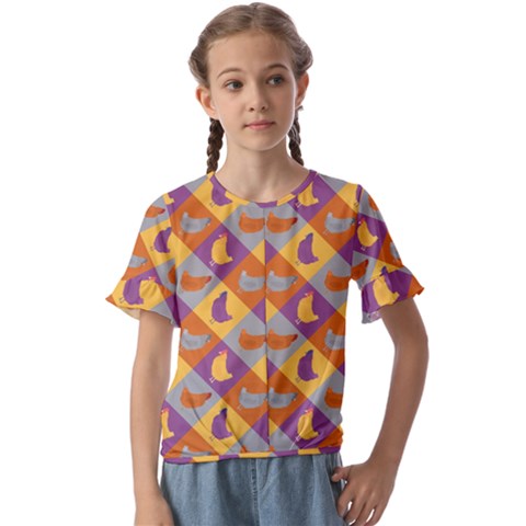 Chickens Pixel Pattern - Version 1b Kids  Cuff Sleeve Scrunch Bottom Tee by wagnerps