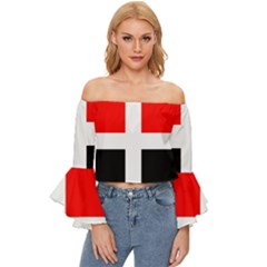 Arpitania Flag Off Shoulder Flutter Bell Sleeve Top by tony4urban