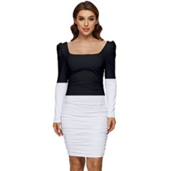 Fribourg Women Long Sleeve Ruched Stretch Jersey Dress by tony4urban