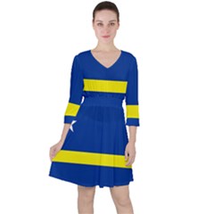 Curacao Quarter Sleeve Ruffle Waist Dress by tony4urban