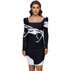 Corsica Flag Women Long Sleeve Ruched Stretch Jersey Dress by tony4urban