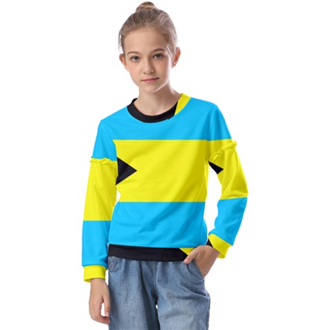 Bahamas Kids  Long Sleeve Tee With Frill  by tony4urban