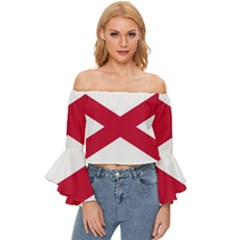 Anglo Irish Flag Off Shoulder Flutter Bell Sleeve Top by tony4urban