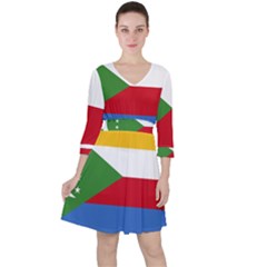 Comoros Quarter Sleeve Ruffle Waist Dress by tony4urban