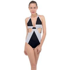 Magnitogorsk City Flag Halter Front Plunge Swimsuit by tony4urban