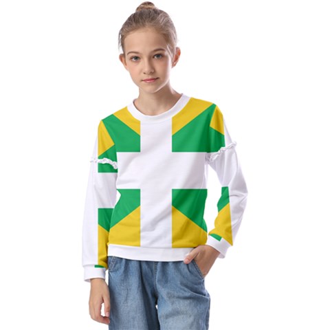 Halaka Flag Kids  Long Sleeve Tee With Frill  by tony4urban