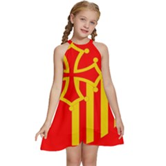 Languedoc Roussillon Flag Kids  Halter Collar Waist Tie Chiffon Dress by tony4urban