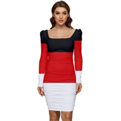 Berlin Old Flag Women Long Sleeve Ruched Stretch Jersey Dress by tony4urban