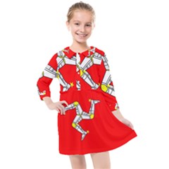 Isle Of Man Kids  Quarter Sleeve Shirt Dress by tony4urban