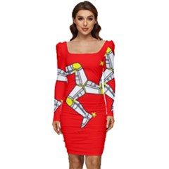 Isle Of Man Women Long Sleeve Ruched Stretch Jersey Dress by tony4urban