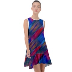 Striped Colorful Abstract Pattern Frill Swing Dress by dflcprintsclothing