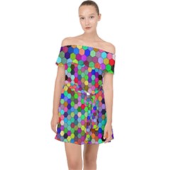 Background Color Off Shoulder Chiffon Dress by artworkshop