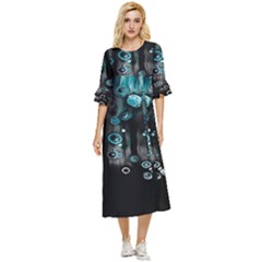 Falling Down Pattern Double Cuff Midi Dress by artworkshop