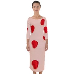 Valentine Day Pattern Logo Heart Quarter Sleeve Midi Bodycon Dress by artworkshop