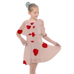 Valentine Day Pattern Logo Heart Kids  Shoulder Cutout Chiffon Dress by artworkshop