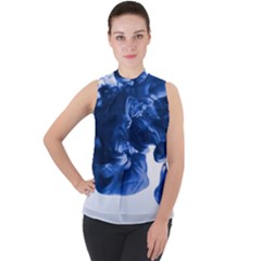 Moving Water And Ink Mock Neck Chiffon Sleeveless Top by artworkshop