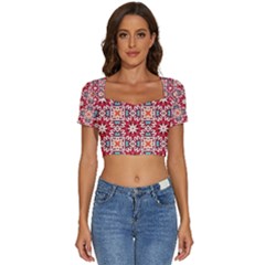 Geometric Pattern Seamless Abstract Short Sleeve Square Neckline Crop Top  by danenraven