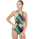 Pattern Abstract Geometric Design High Neck One Piece Swimsuit View1