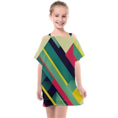 Pattern Abstract Geometric Design Kids  One Piece Chiffon Dress by danenraven