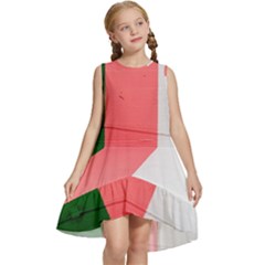 Green Pink Interior Paint Kids  Frill Swing Dress by artworkshop