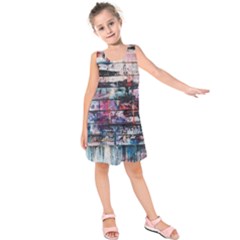 Splattered Paint On Wall Kids  Sleeveless Dress by artworkshop