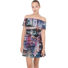 Splattered Paint On Wall Off Shoulder Chiffon Dress by artworkshop