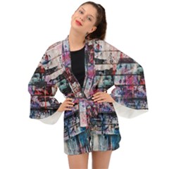 Splattered Paint On Wall Long Sleeve Kimono by artworkshop