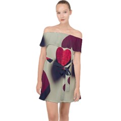 Valentine Day Heart 3d Off Shoulder Chiffon Dress by artworkshop