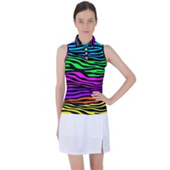 Colorful Zebra Women s Sleeveless Polo Tee by Angelandspot