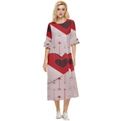 Valentine Day Heart Love Logo Double Cuff Midi Dress by artworkshop