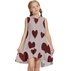 Valentine Day Heart Love Pattern Kids  Frill Swing Dress by artworkshop