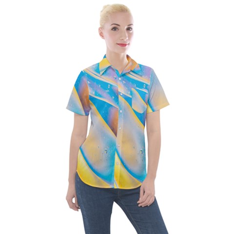 Water And Sunflower Oil Women s Short Sleeve Pocket Shirt by artworkshop