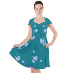 Floral-seamless-pattern Cap Sleeve Midi Dress by zappwaits