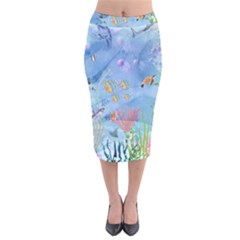 Great Barrier Reef  Velvet Midi Pencil Skirt by PollyParadiseBoutique7