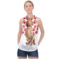 Vizsla Gifts T- Shirt Cool Vizsla Valentine Heart Paw Vizsla Dog Lover Valentine Costume T- Shirt High Neck Satin Top by maxcute