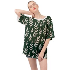 Leaves Foliage Plants Pattern Oversized Chiffon Top by Ravend