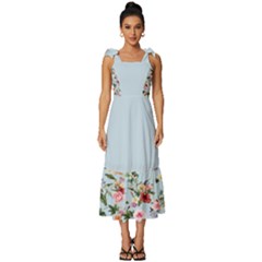 Boho Flower Light Blue Tie-strap Tiered Midi Chiffon Dress by flowerland