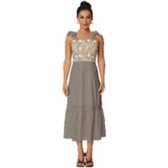 Flowers  Boho Tie-strap Tiered Midi Chiffon Dress by flowerland