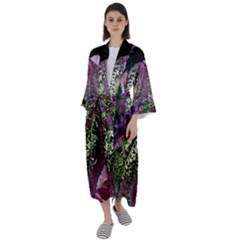 Leaves 21 Maxi Satin Kimono by DinkovaArt