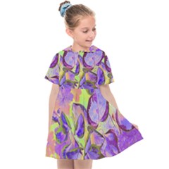 Purple Leaves Kids  Sailor Dress by DinkovaArt