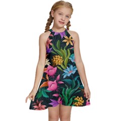 4826659 Floral Print  Kids  Halter Co Tie Chiffon Dress by BellaVistaTshirt02