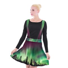 Aurora Borealis Northern Lights Nature Suspender Skater Skirt by Ravend