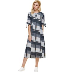 Balcony Pattern Bow Sleeve Chiffon Midi Dress by artworkshop